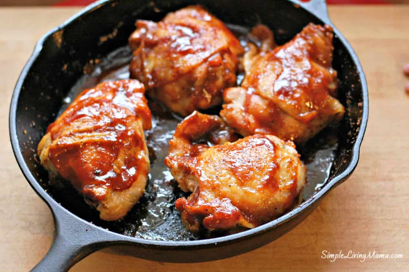 Skillet BBQ Chicken Thighs - Simple Living Mama