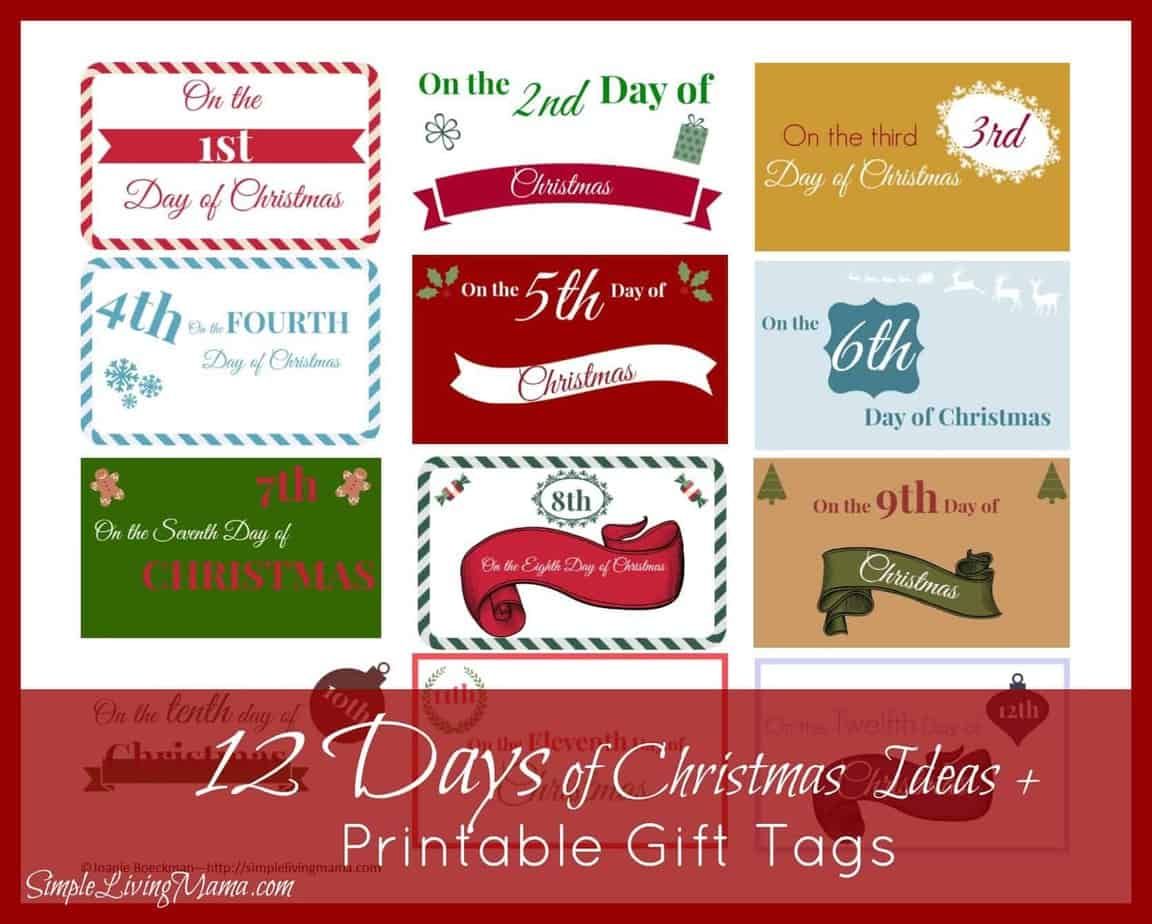 12 Days of Christmas Printable Gift Tags Twelve Days of Christmas