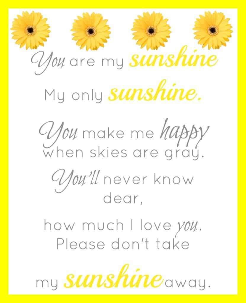 You Are My Sunshine Printable - Simple Living Mama