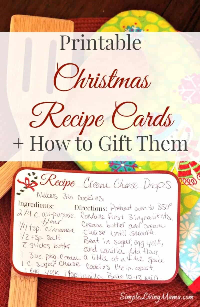 Christmas Recipe Cards Free Printable Simple Living Mama