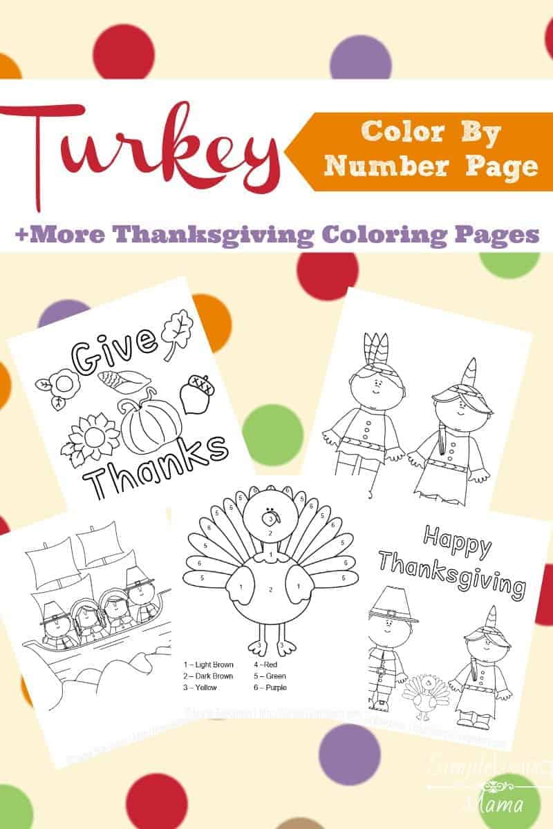 Thanksgiving Color Number Turkey Coloring Pages Simple Printable Pack