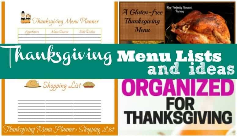 Thanksgiving menu lists