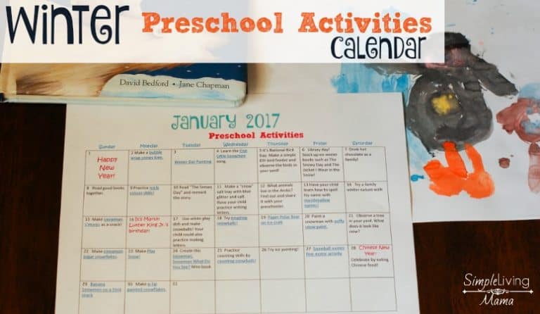 Winter Preschool Activities Calendar