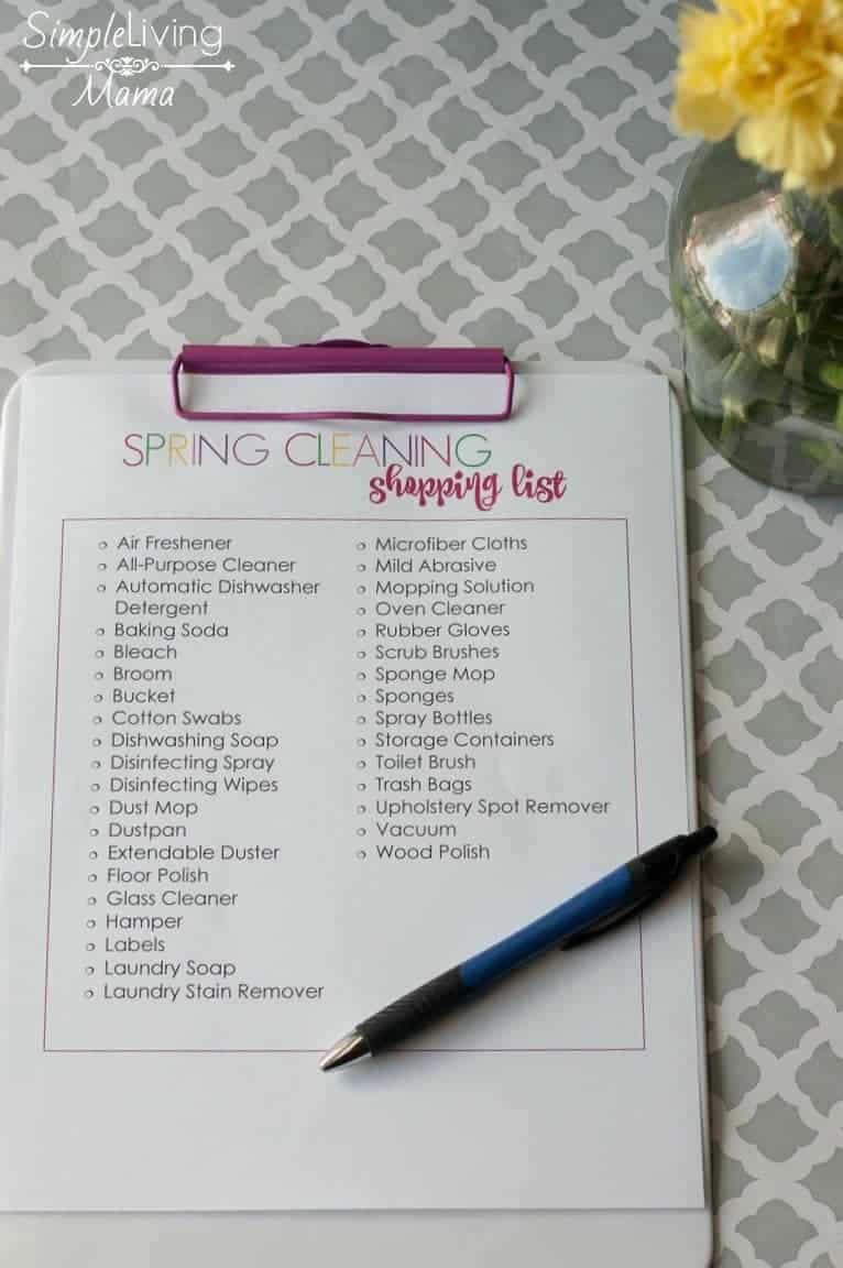 Spring Cleaning Tips Shopping List