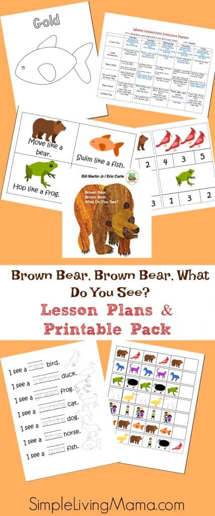 This Brown Bear, Brown Bear What Do You See lesson plans pack includes a week of lesson plans and printables for preschoolers and kindergartners.