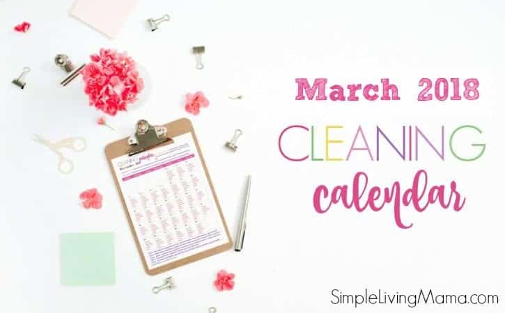 March 2018 Cleaning Calendar