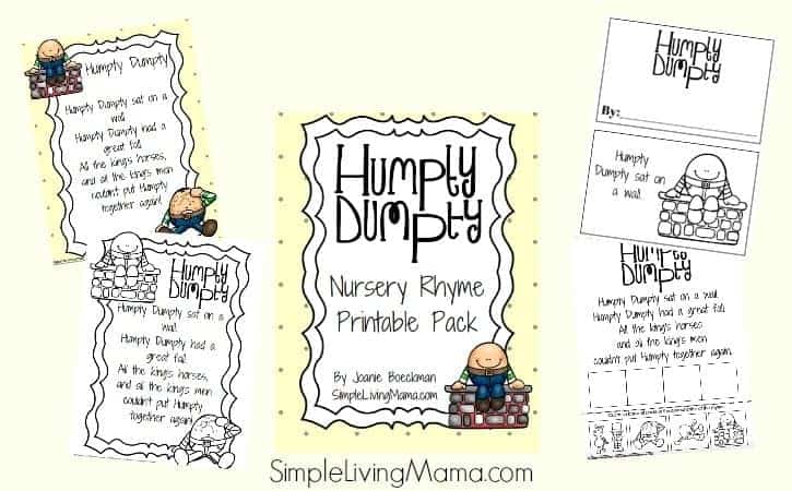 Humpty Dumpty Nursery Rhyme Printable Pack for Preschool