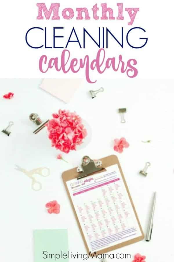 This monthly cleaning calendar will help you create a weekly cleaning schedule. Get a new cleaning calendar each month!