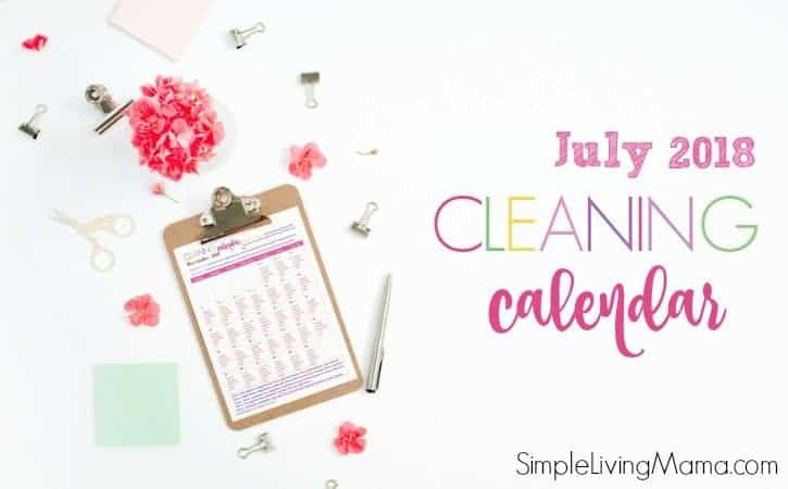 july 2018 printable cleaning calendar