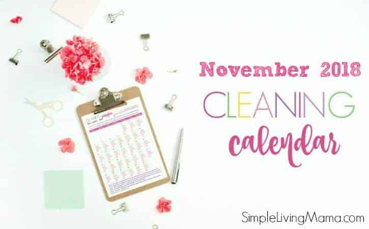 November 2018 Cleaning Calendar