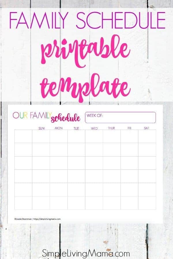 Printable Schedule Template from simplelivingmama.com