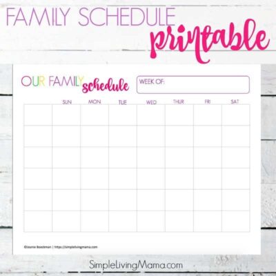 Organize your family's schedule with this printable family weekly schedule template.