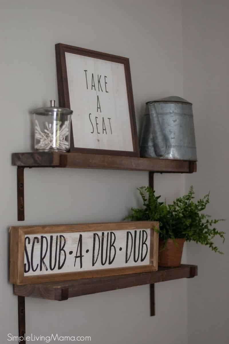 Farmhouse bathroom shelves-farmhouse bathroom wall decor-toilet