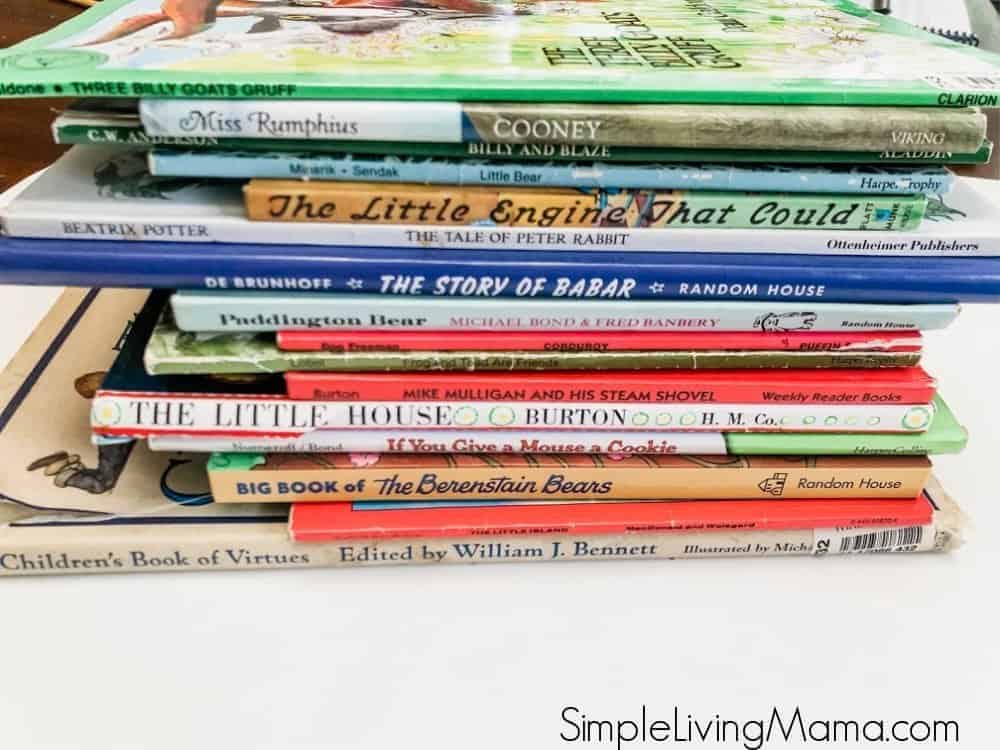 preschool living books stack