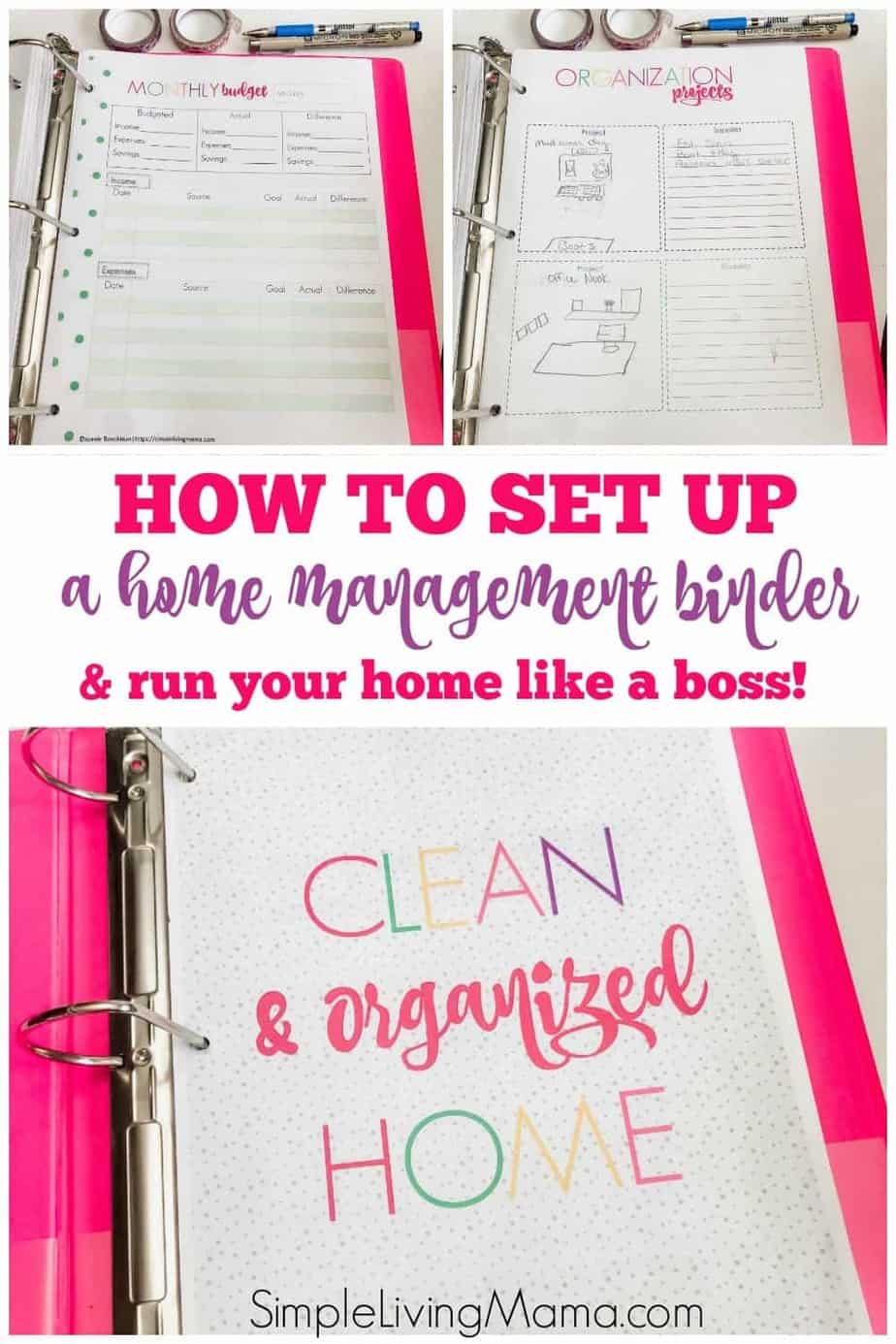 How to set up a home management binder with colorful home binder printables