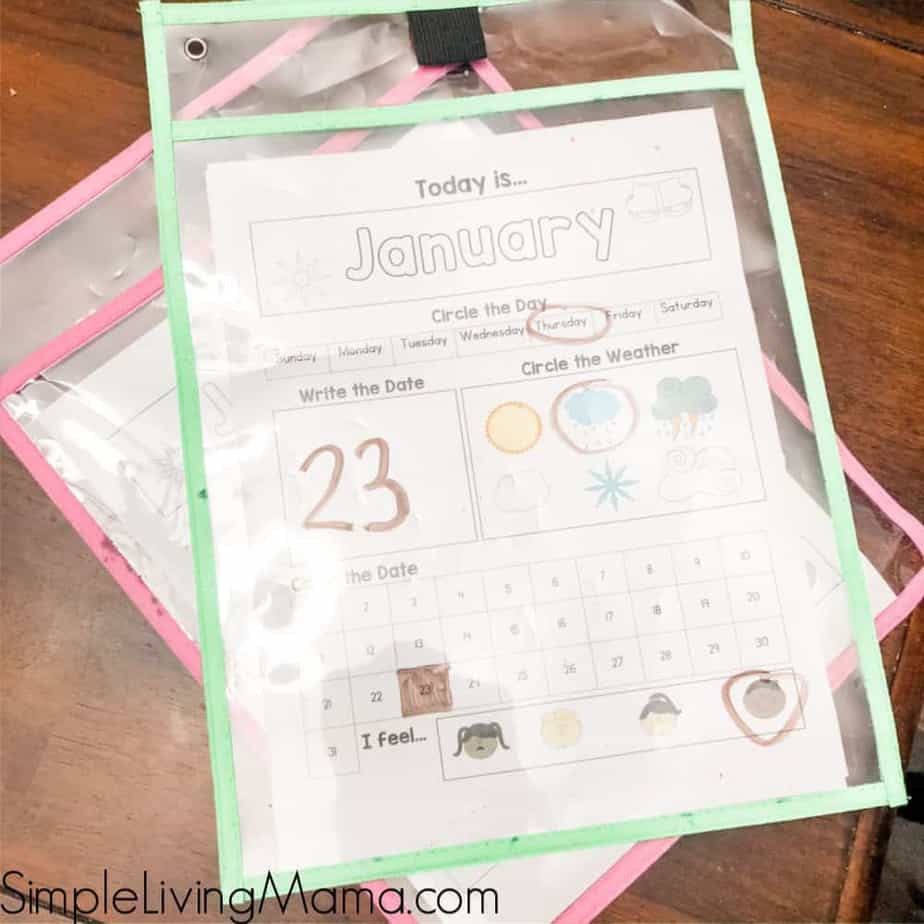 Preschool monthly calendar printables