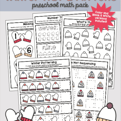 Winter Hat and Mittens Preschool Math Worksheets