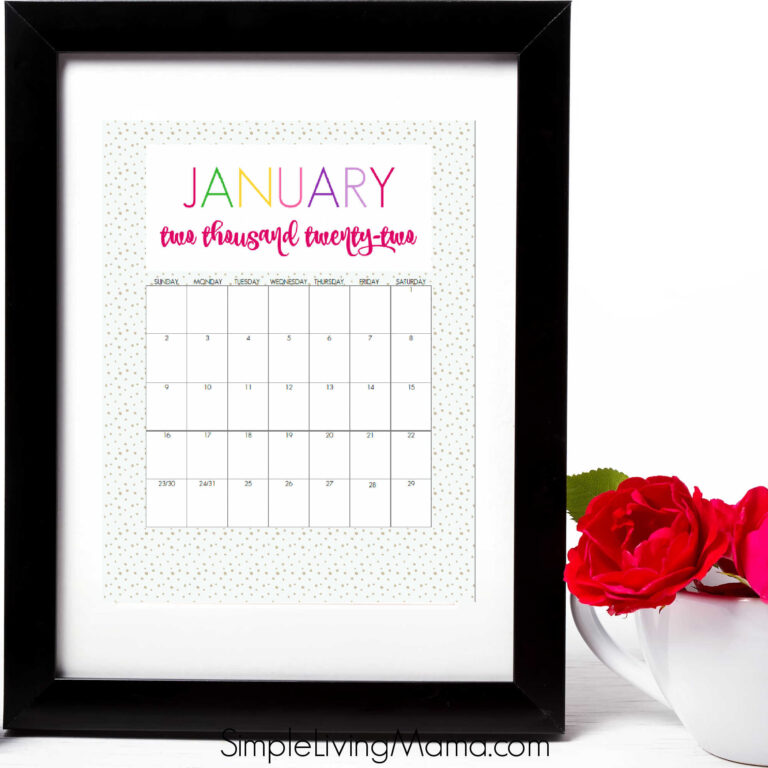 Cute and colorful 2022 calendar printable