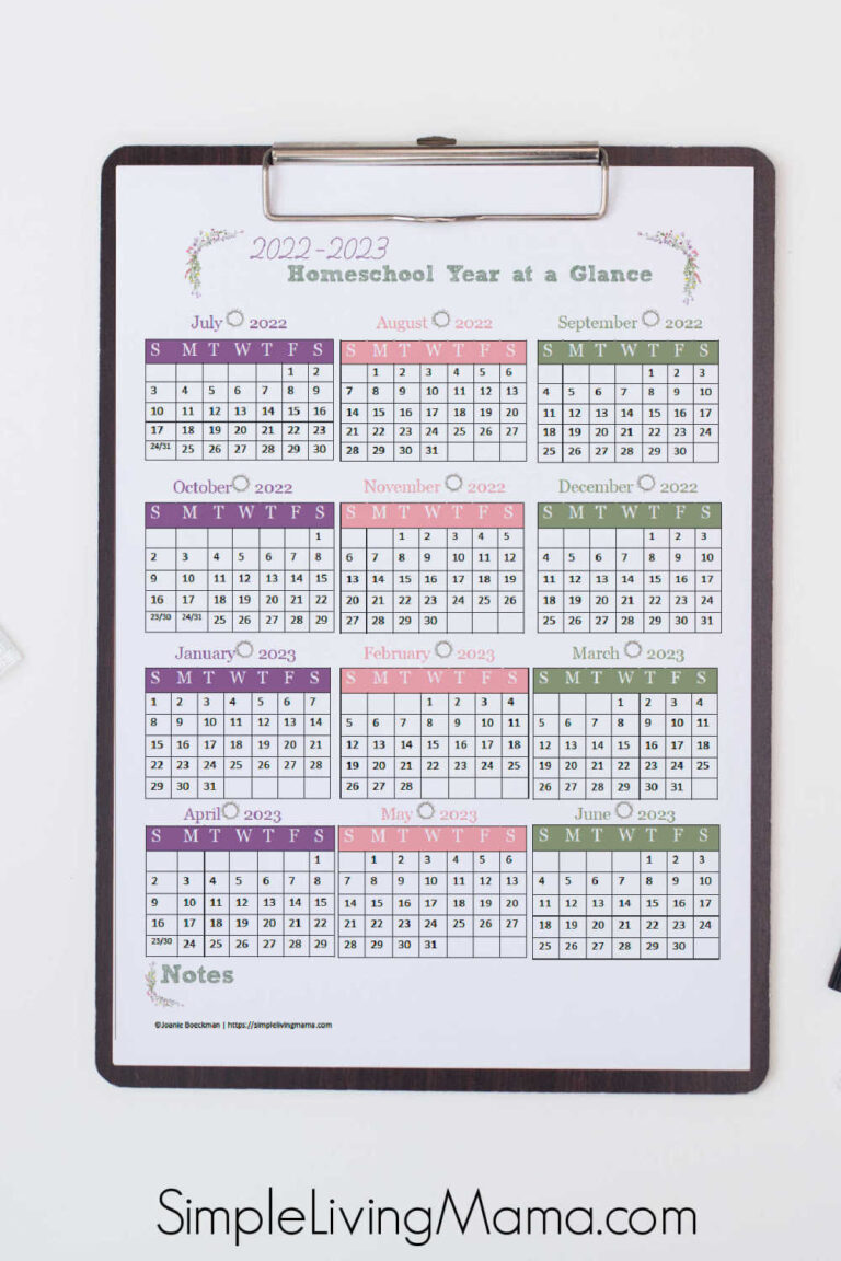 Homeschool Calendar Printable – Plan Your Year!