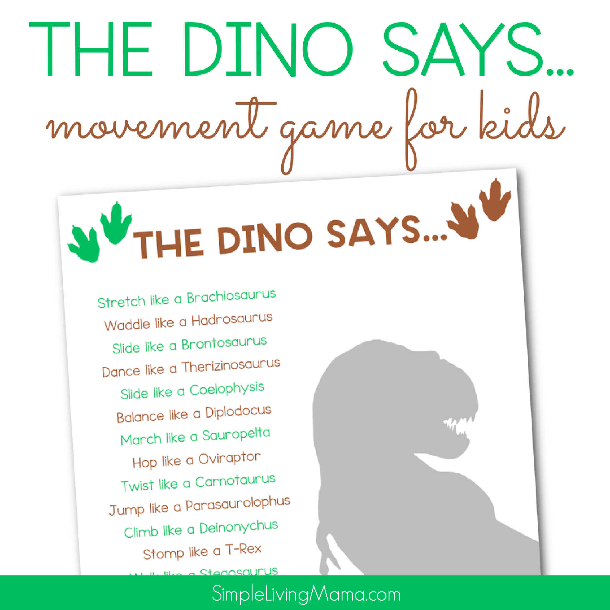 Printable Dinosaur Game for Toddlers: The Dino Says - Views From a Step  Stool