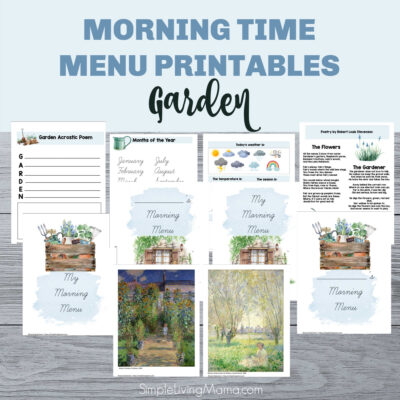 Garden morning time menu printables