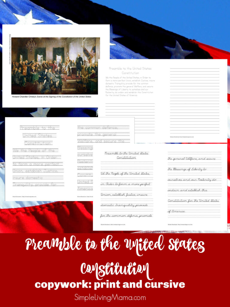 Preamble to the United States Constitution copywork