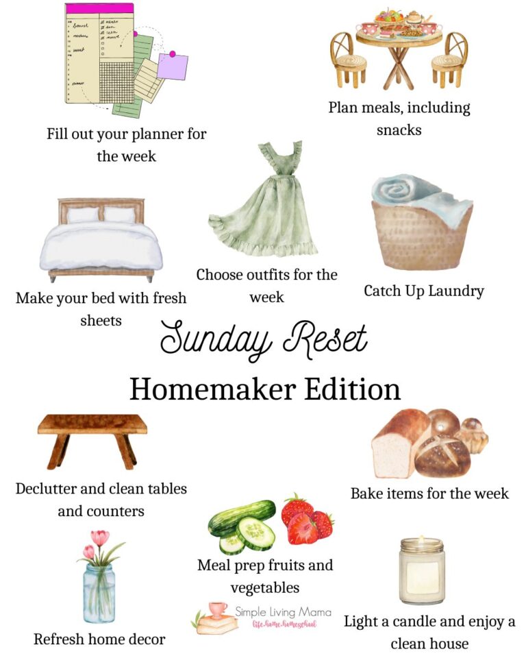How to do a Sunday reset as a homemaker.