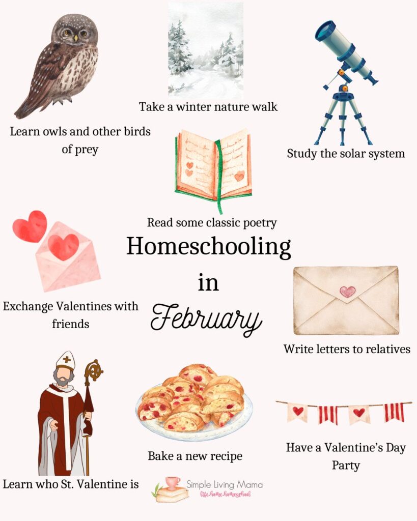 February Homeschool Activities calendar